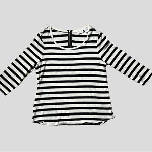 NWT Chico’s Stripe Zipper Back Top with 3/4 sleeves
